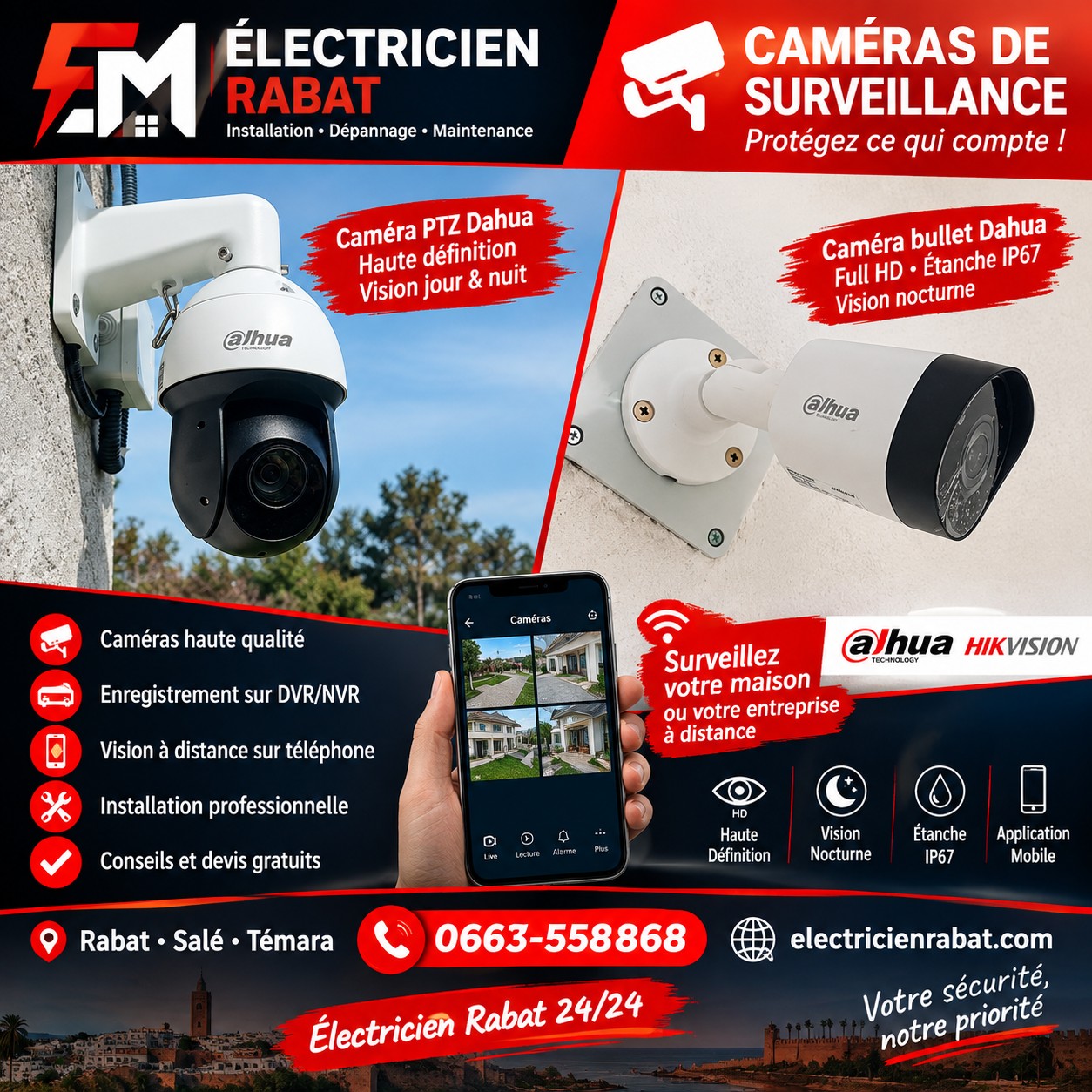 Caméra IP surveillance Rabat