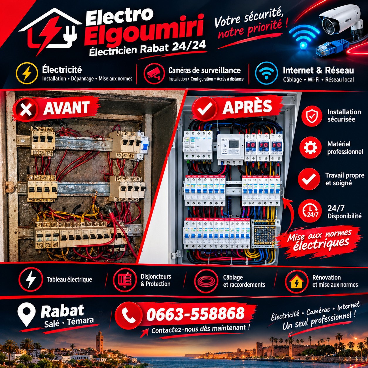 Diagnostic panne courant Rabat